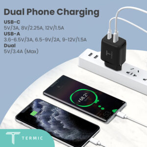 20W Power Adaptor PD 3.0 + USB QC 3.0 Fast Charging - Image 2